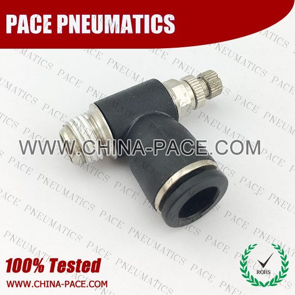 Air Flow Speed Control Valve Inch Composite Push To Connect Fittings, Inch Tube Push In Speed Control Valve, Imperial Tube Air Fittings, Imperial Hose Push To Connect Fittings, NPT Pneumatic Fitting, Brass Air Fittings, NPT push in fittings, pneumatic component.